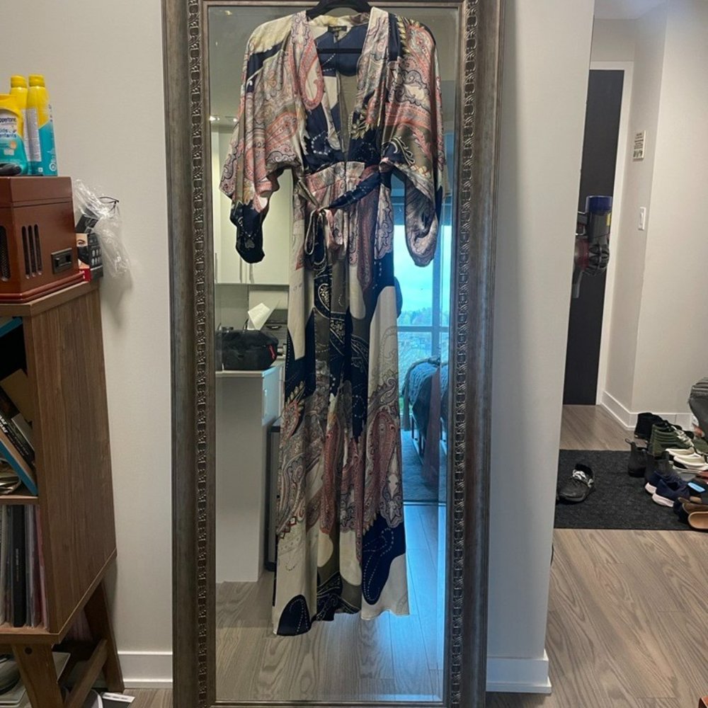 Aakaa Kimono-Inspired Multi-Coloured Paisley Maxi Dress